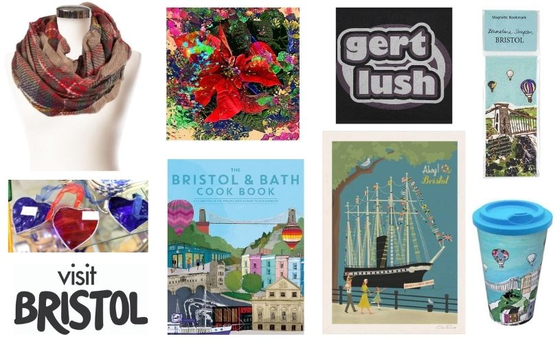 Collage of Mother's Day gifts from the Visit Bristol online shop